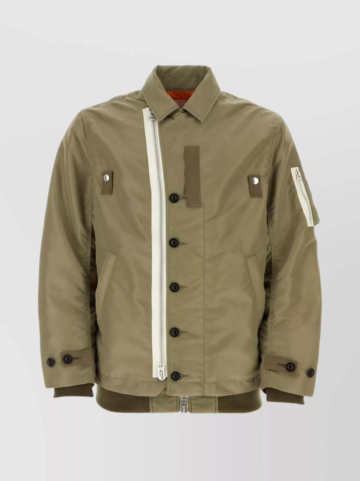 Shop Sacai Nylon Jacket With Stand-up Collar And Utility Pockets