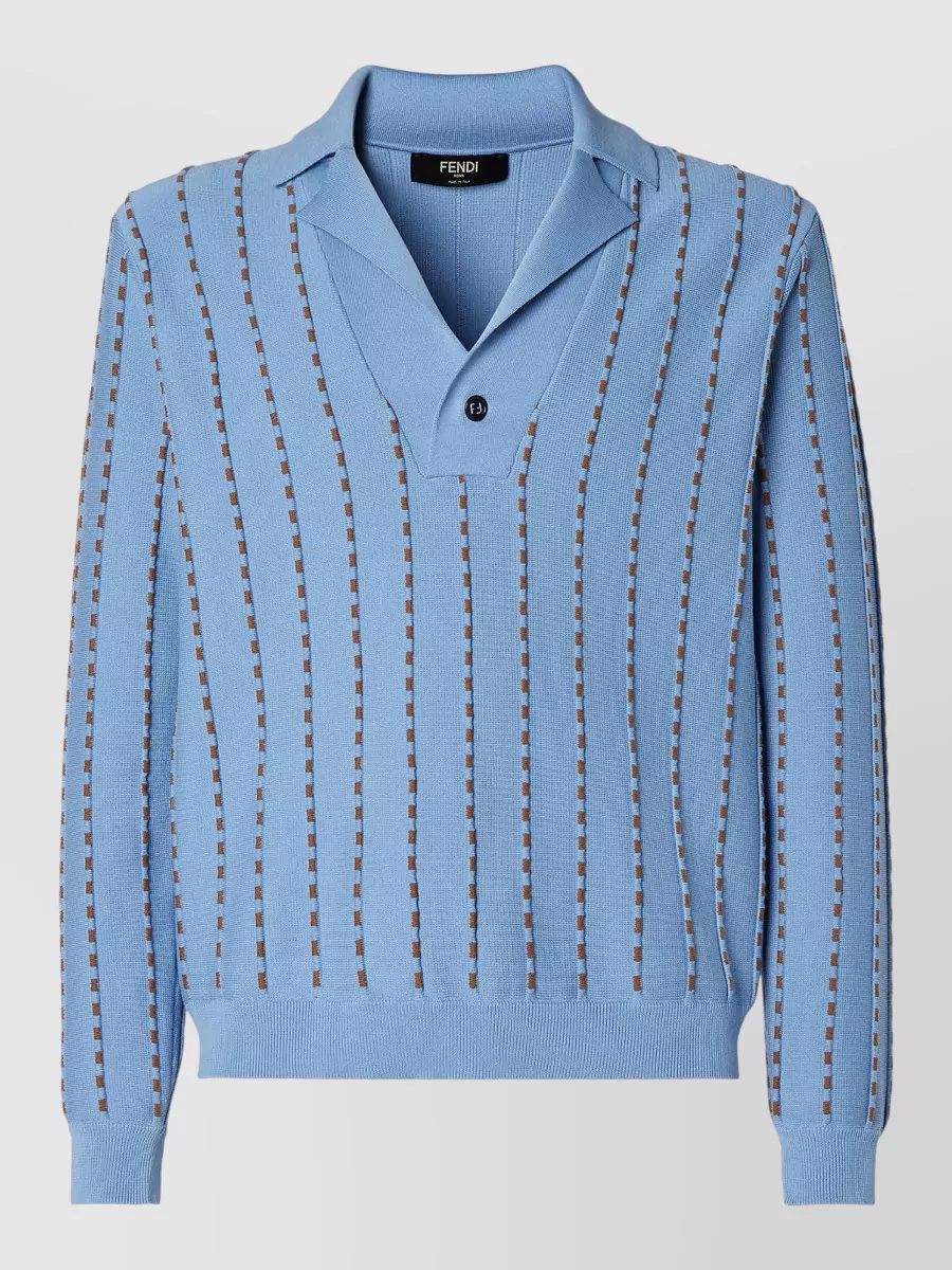 Fendi cotton regular-fit ribbed long-sleeve polo sweater