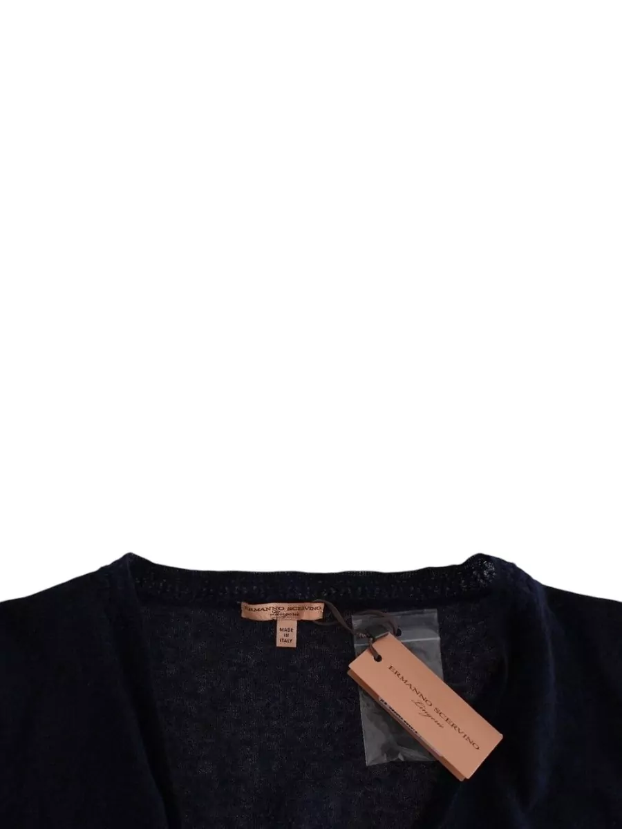 Ermanno Scervino Alpaca Wool Short-Sleeve V-Neck Cropped Cardigan