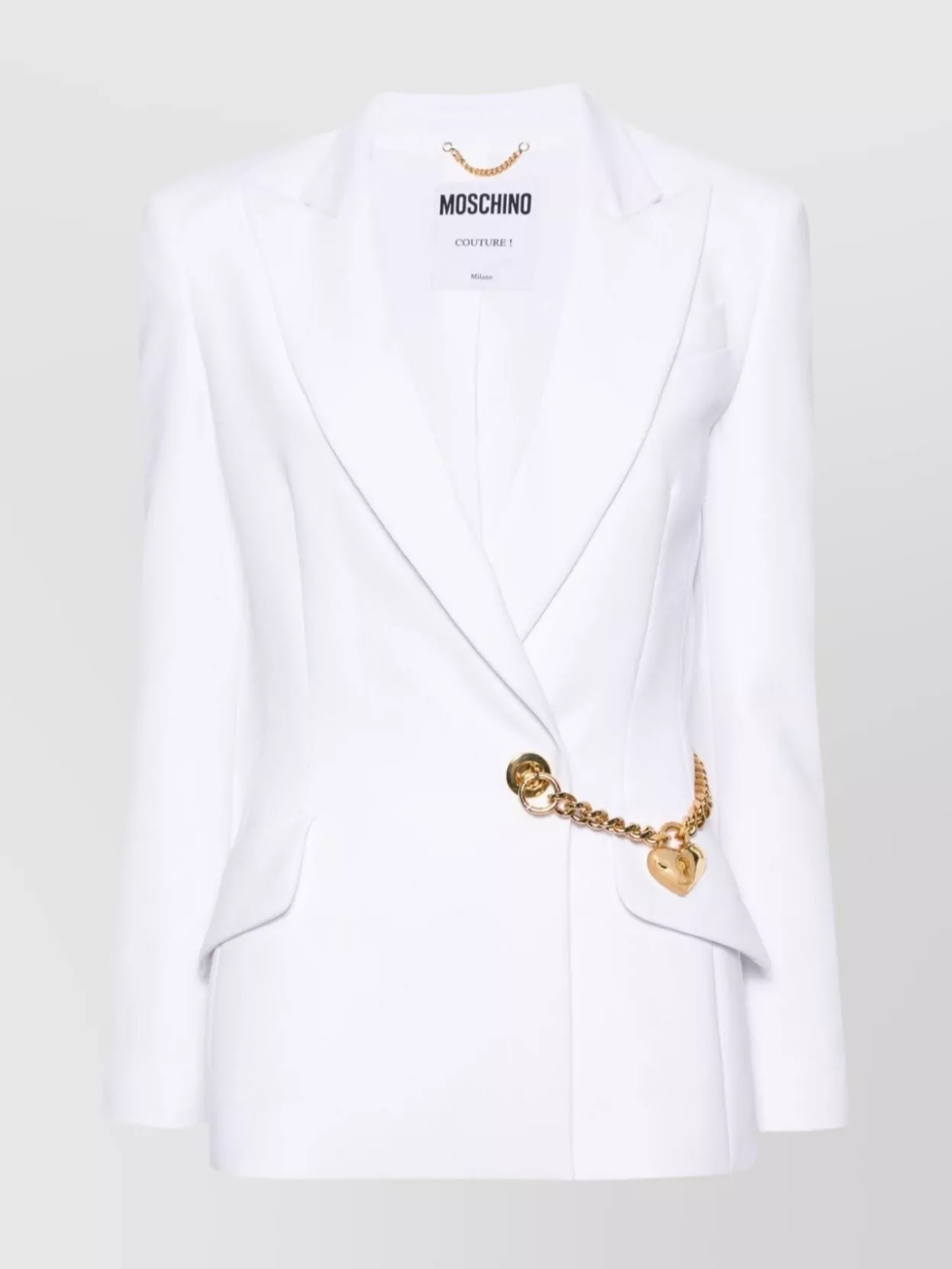 Shop Moschino Tailored Blazer Featuring Chain-link Detailing In White
