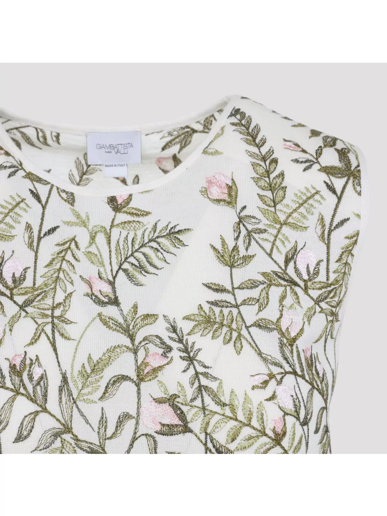 Giambattista Valli Floral-embroidered Cashmere And Silk Top
