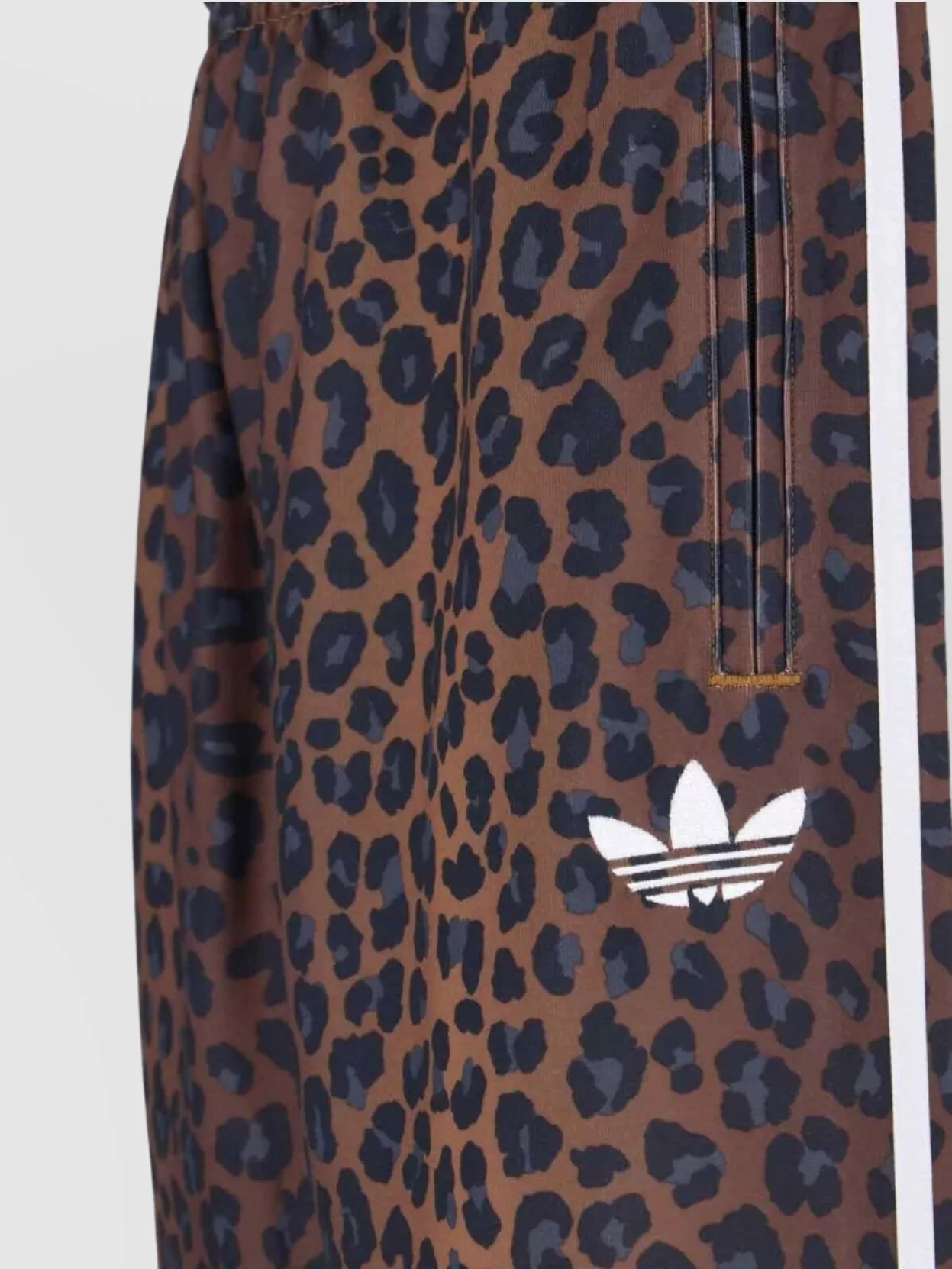 Adidas Straight Animal Print Trousers With Side Stripes