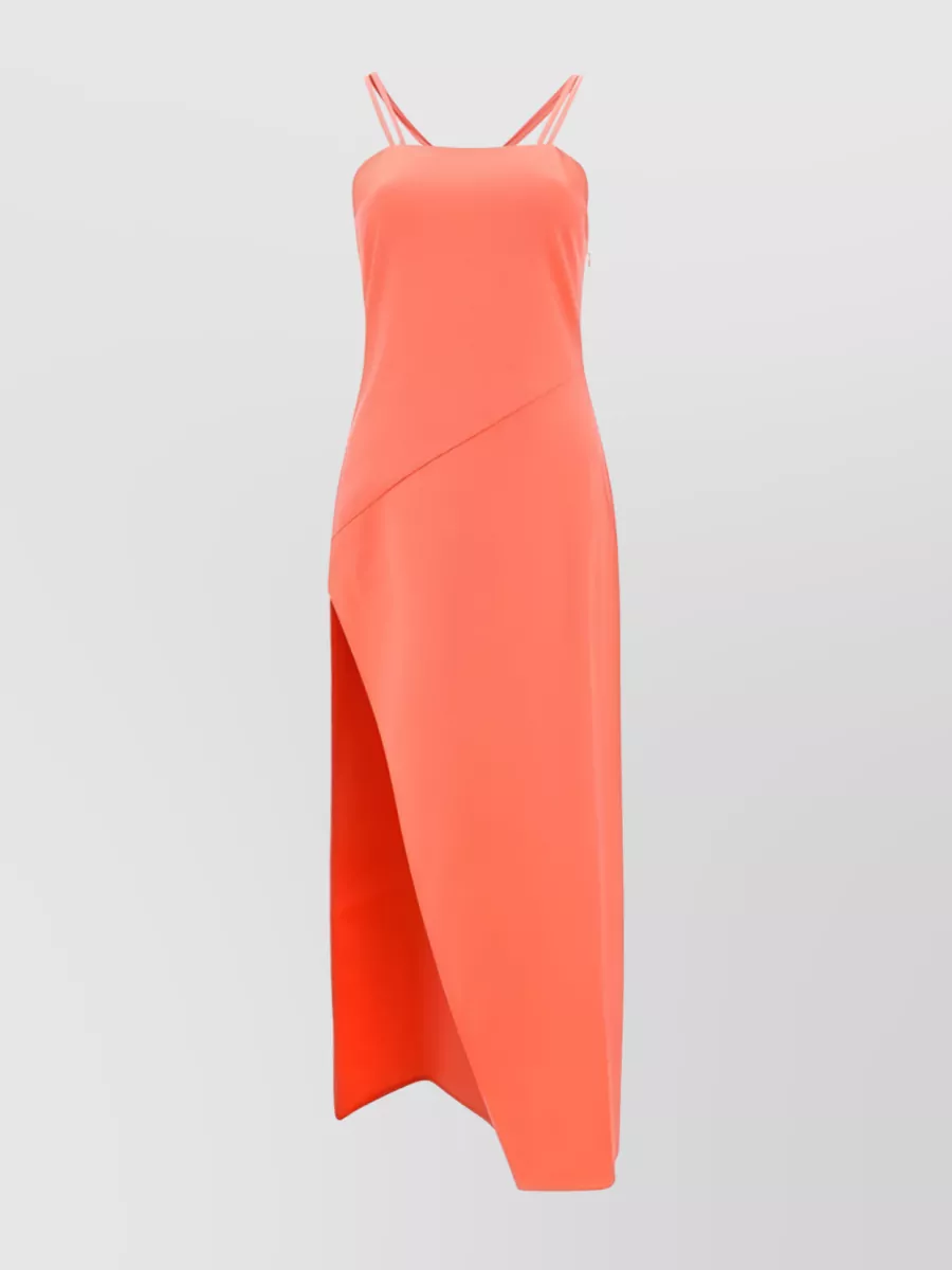 Shop Attico Fujiko Double-strap Asymmetric Midi Dress In Pink