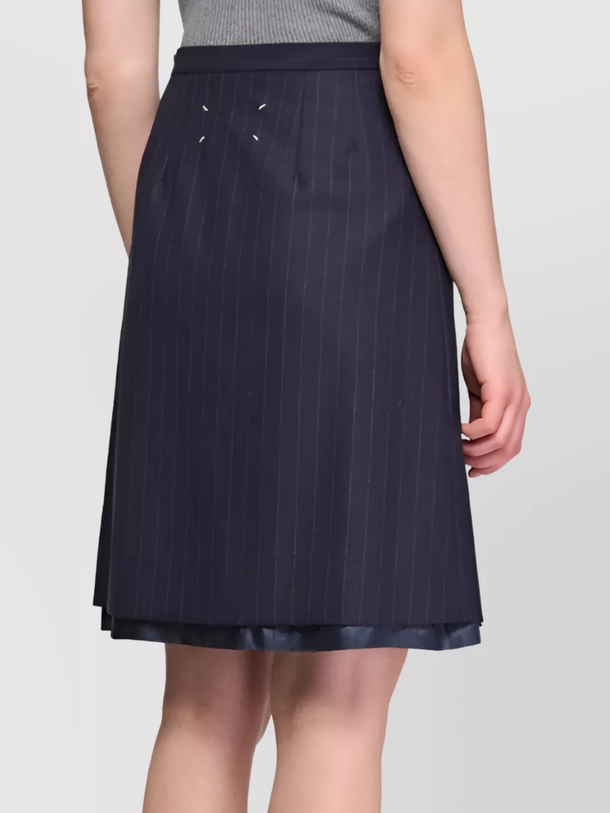 Maison Margiela High Waist Pinstripe Pleated Midi Skirt