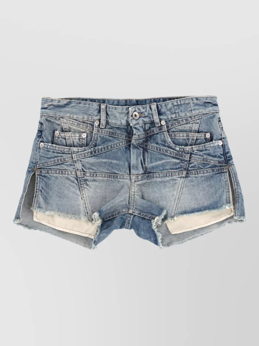 Rick Owens Drkshdw High Waist Denim Shorts Distressed Hem