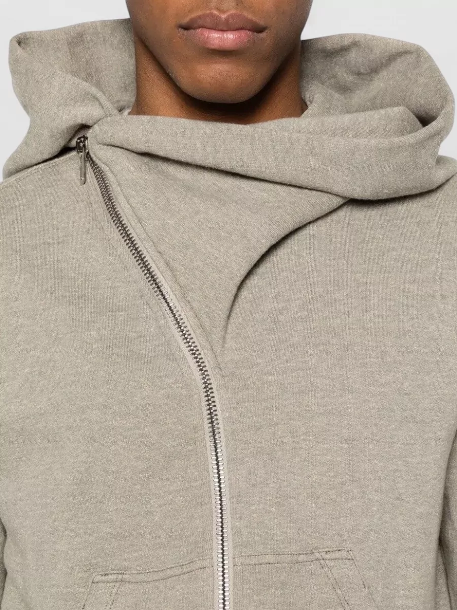 Rick Owens Drkshdw Ribbed Hem Zip Up Hoodie