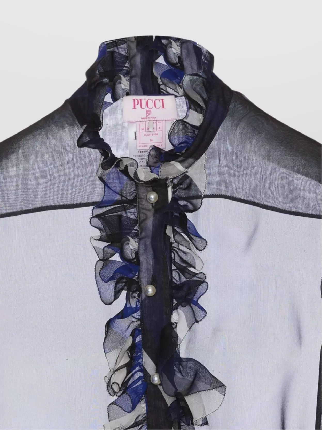 Pucci Sheer Fabric Ruffled Shirt With Long Sleeves
