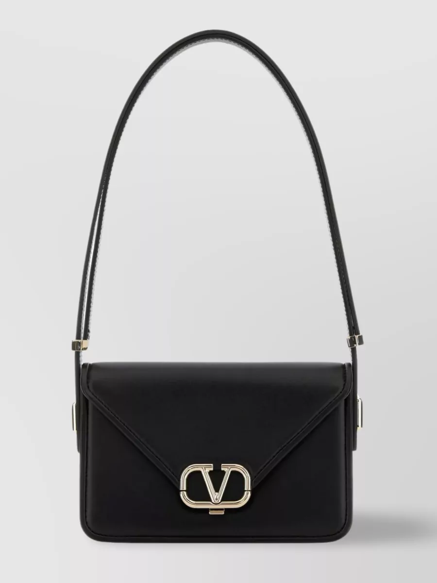 Shop Valentino Leather Crossbody Rectangular Chain Strap In Black