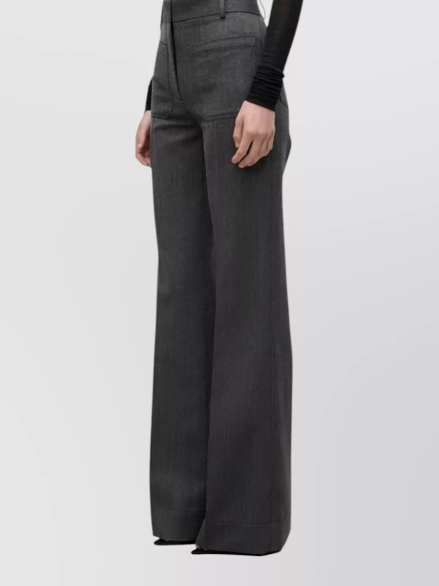 Victoria Beckham Virgin Wool High-Rise Wide-Leg Tailored Trousers