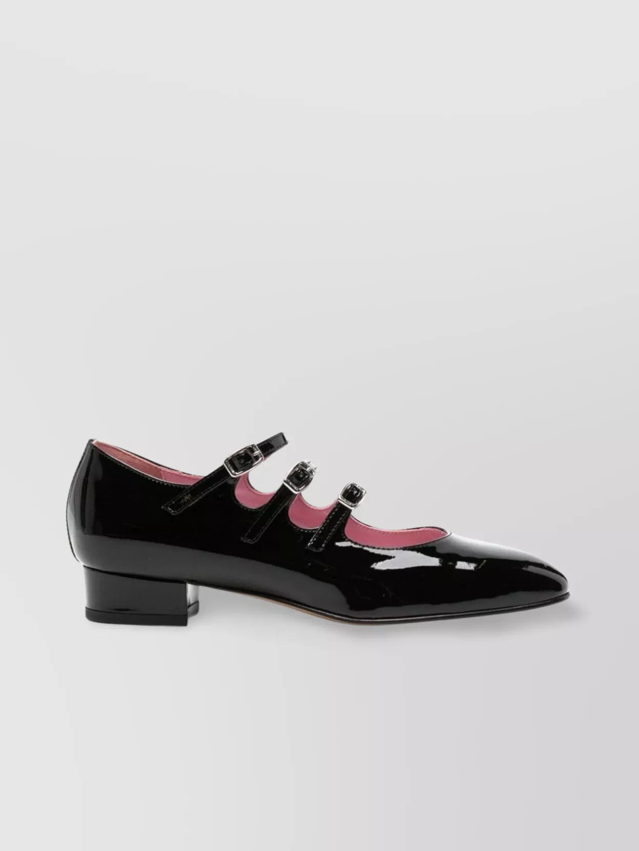 Carel Paris Triple Buckle Almond Toe Block Heel Pumps