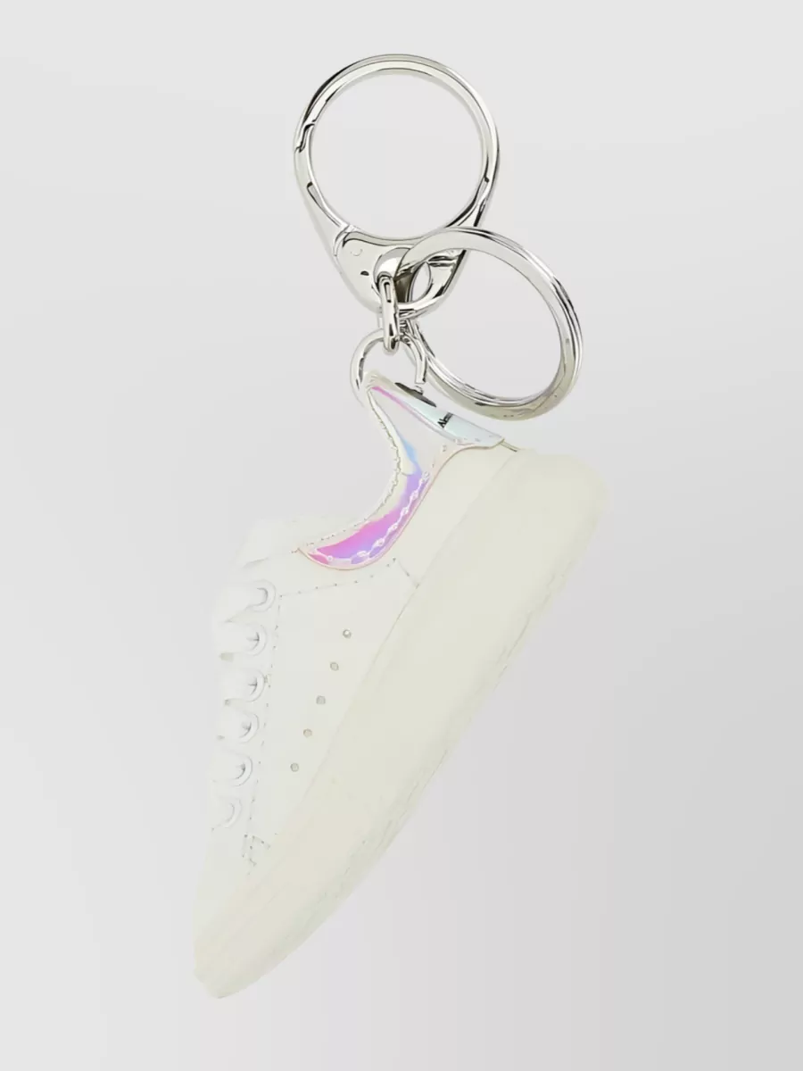 Shop Alexander Mcqueen Reflective Sneaker Keychain In Grey