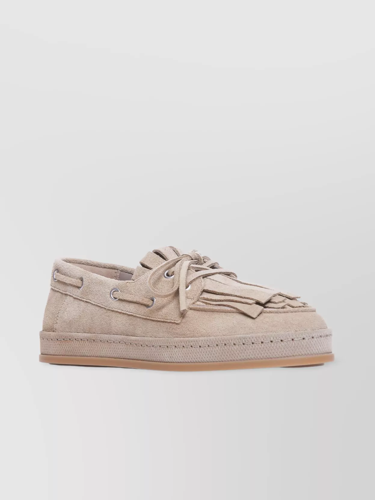 Hogan Eyelet Fringe Loafers Rubber Sole Suede Finish