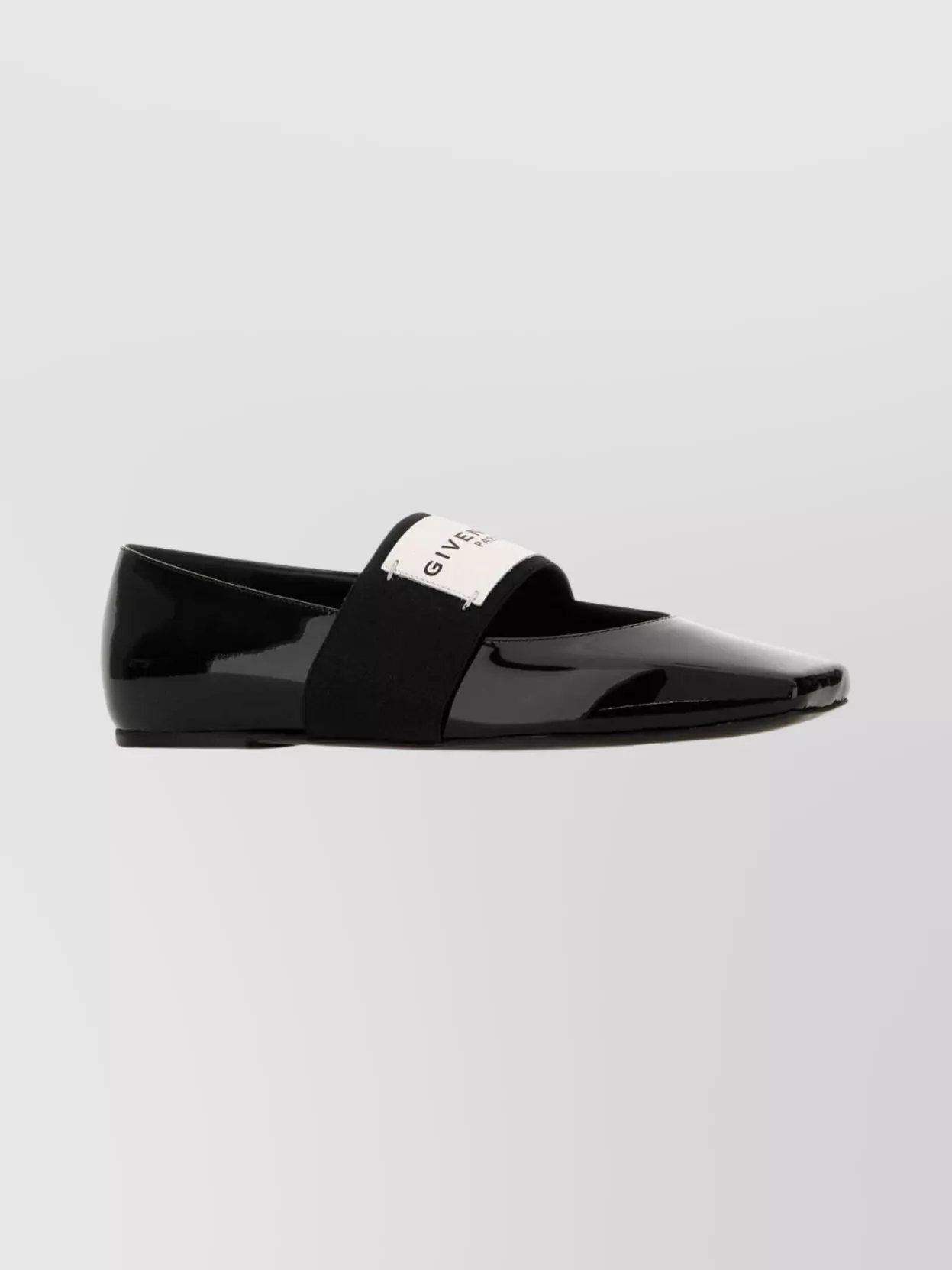 Givenchy Square Toe Patent Leather Ballerina Shoes In Black