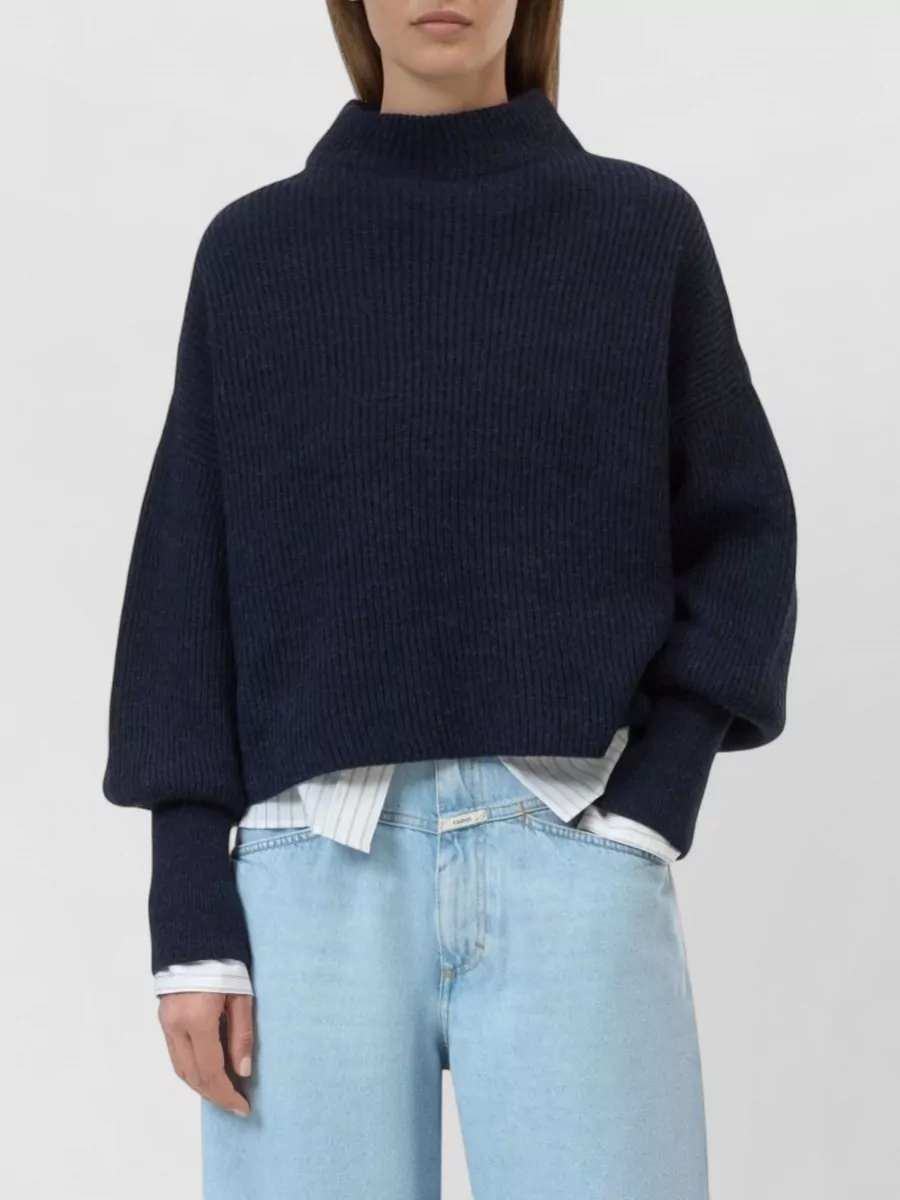 Closed Ribbed Funnel Neck Jumper