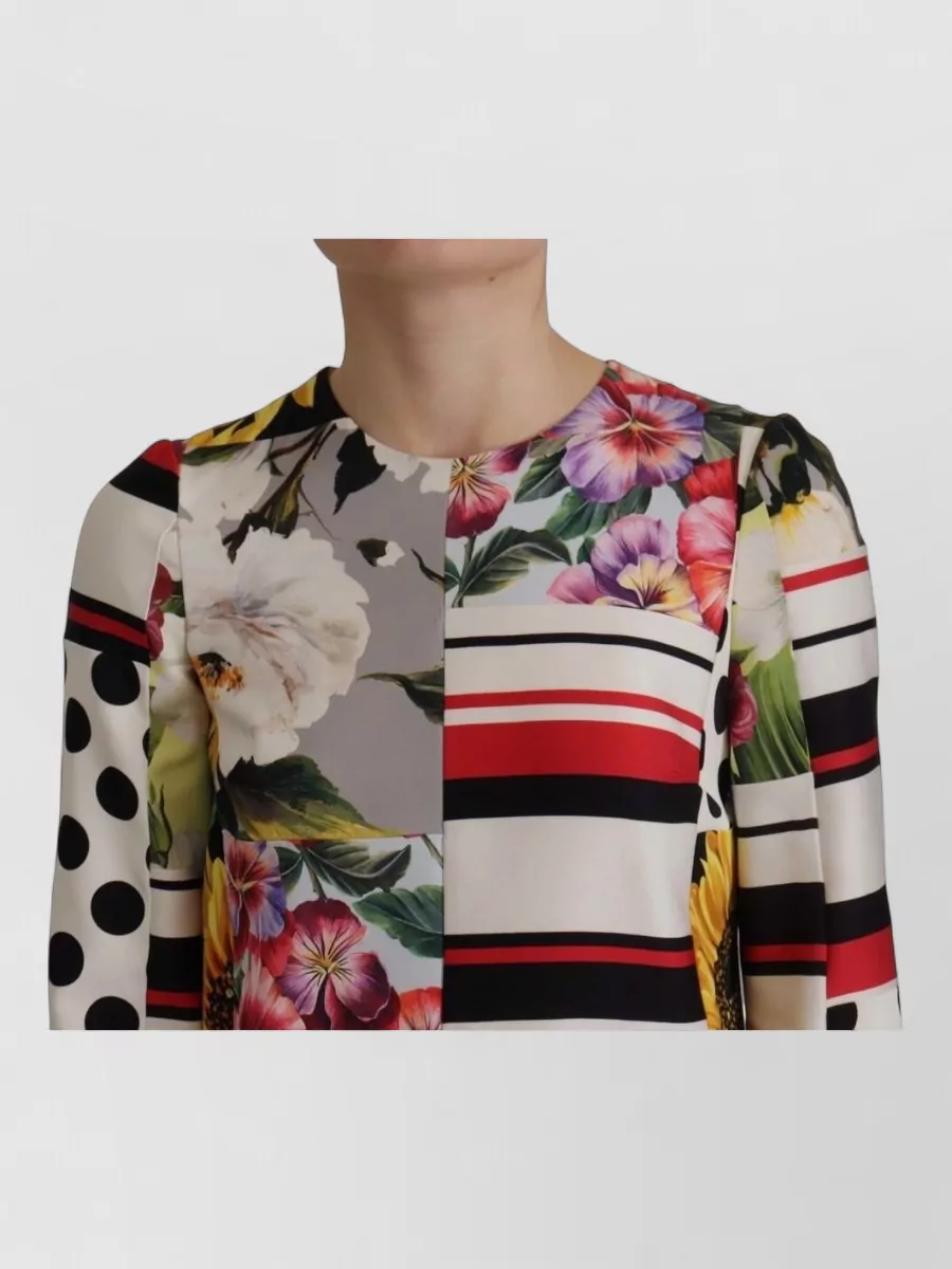 Dolce&Gabbana silk floral patchwork knee-length dress