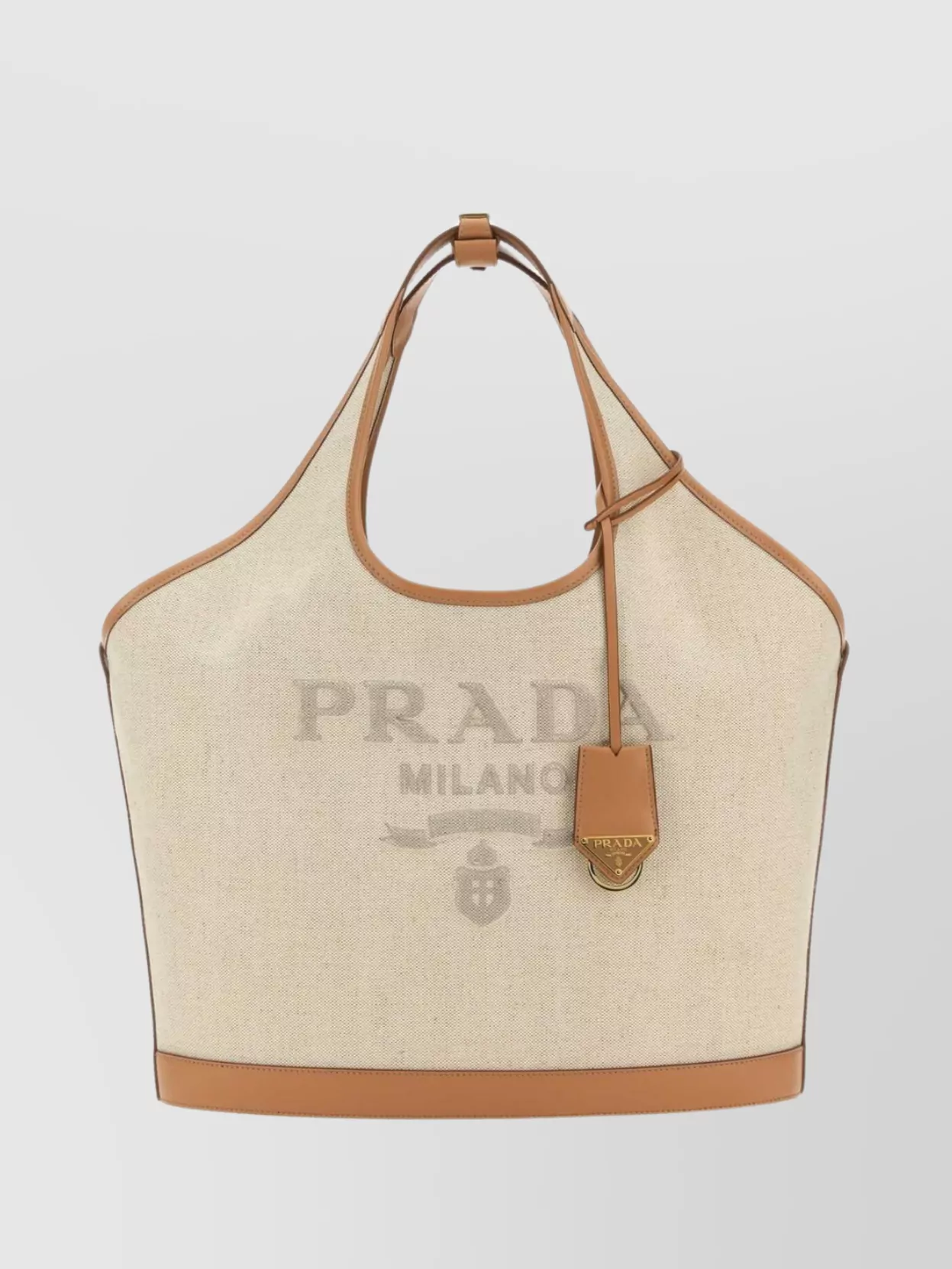 Prada Canvas And Leather Shoulder Bag In Brown