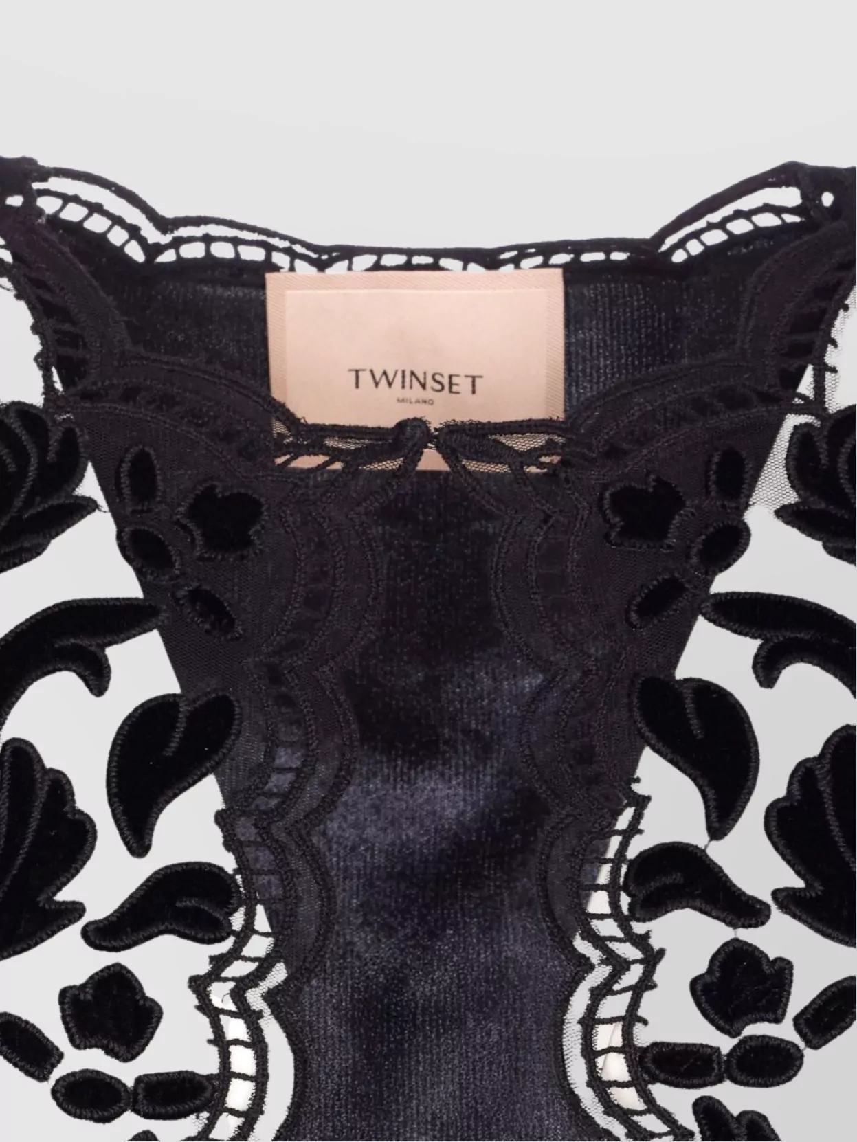Twinset Floral Lace Velvet Jacket With Sheer Sleeves In Black