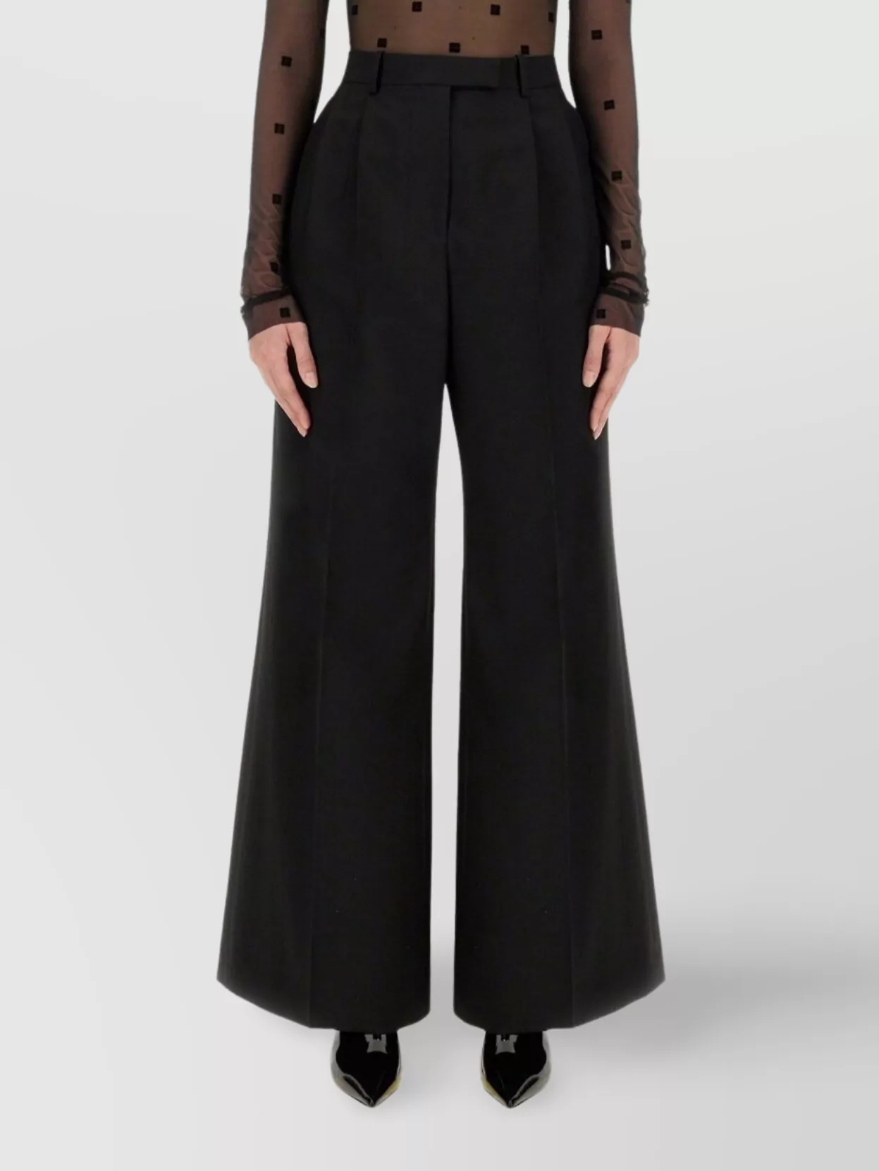 Givenchy High Waist Wide-Leg Trousers With Belt Loops