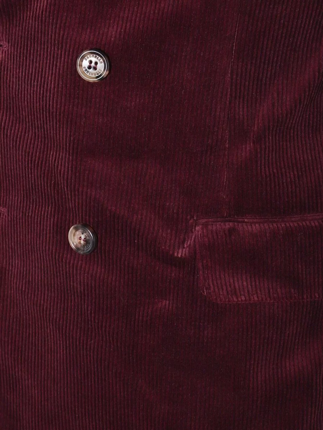 Brunello Cucinelli Velvet Double-Breasted Suit Button Detailing