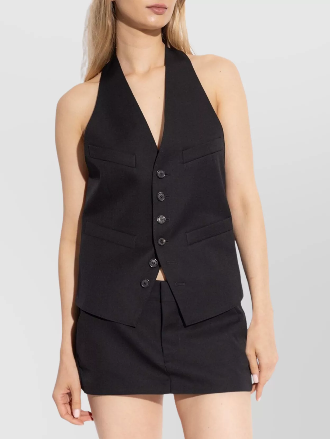 Dsquared2 Buttoned V-neckline Waistcoats Front Pockets In Black