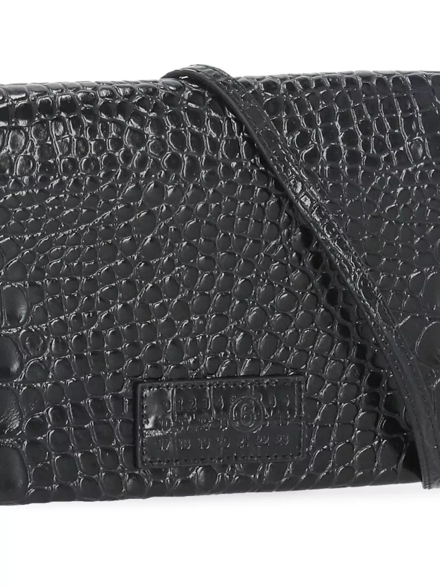 Mm6 Maison Margiela Leather Shoulder Bag Crocodile Texture Strap