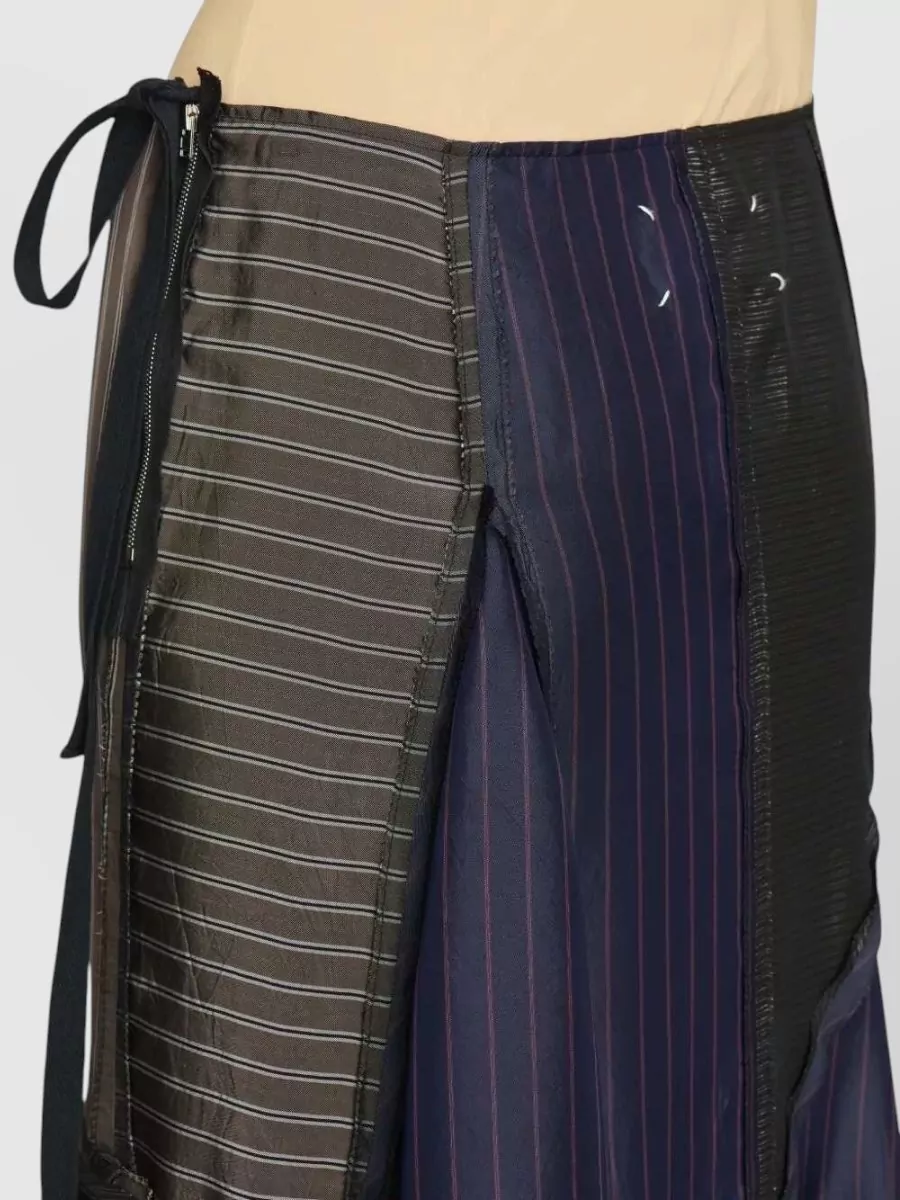 Maison Margiela Patchwork Pinstripe A-Line Wrap Skirt