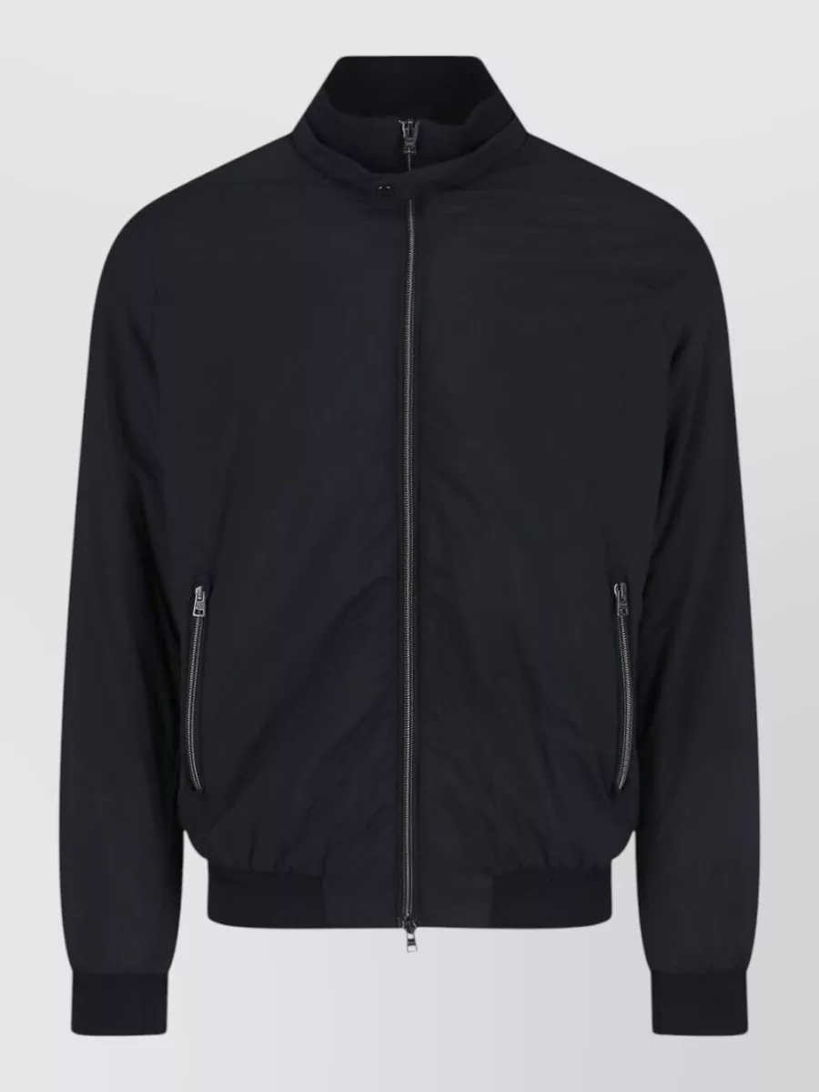 Herno Jacket High Collar Side Zip Pockets In Black