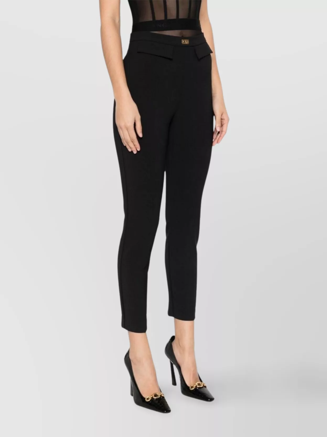 Elisabetta Franchi Straight Cropped High Waist Trousers