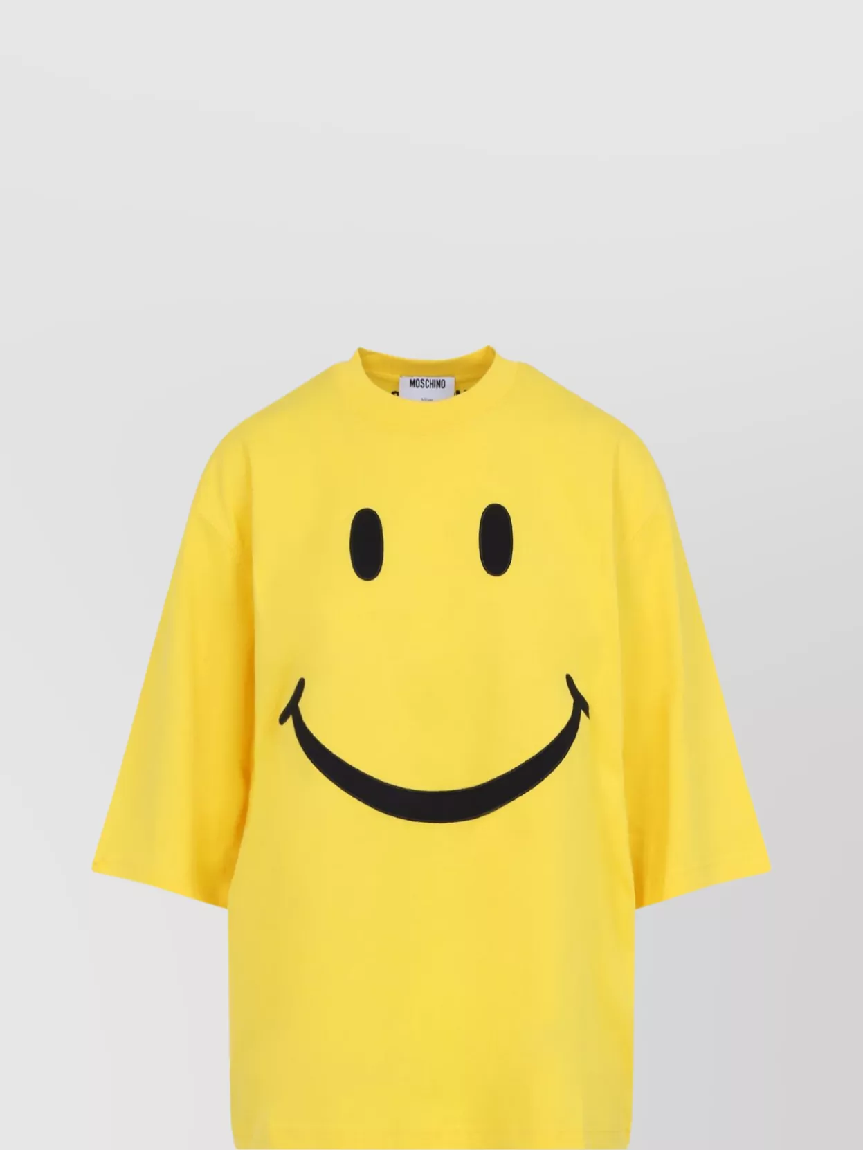Moschino Smiley Face Graphic T-shirt In Bright Yellow Cotton In Yellow