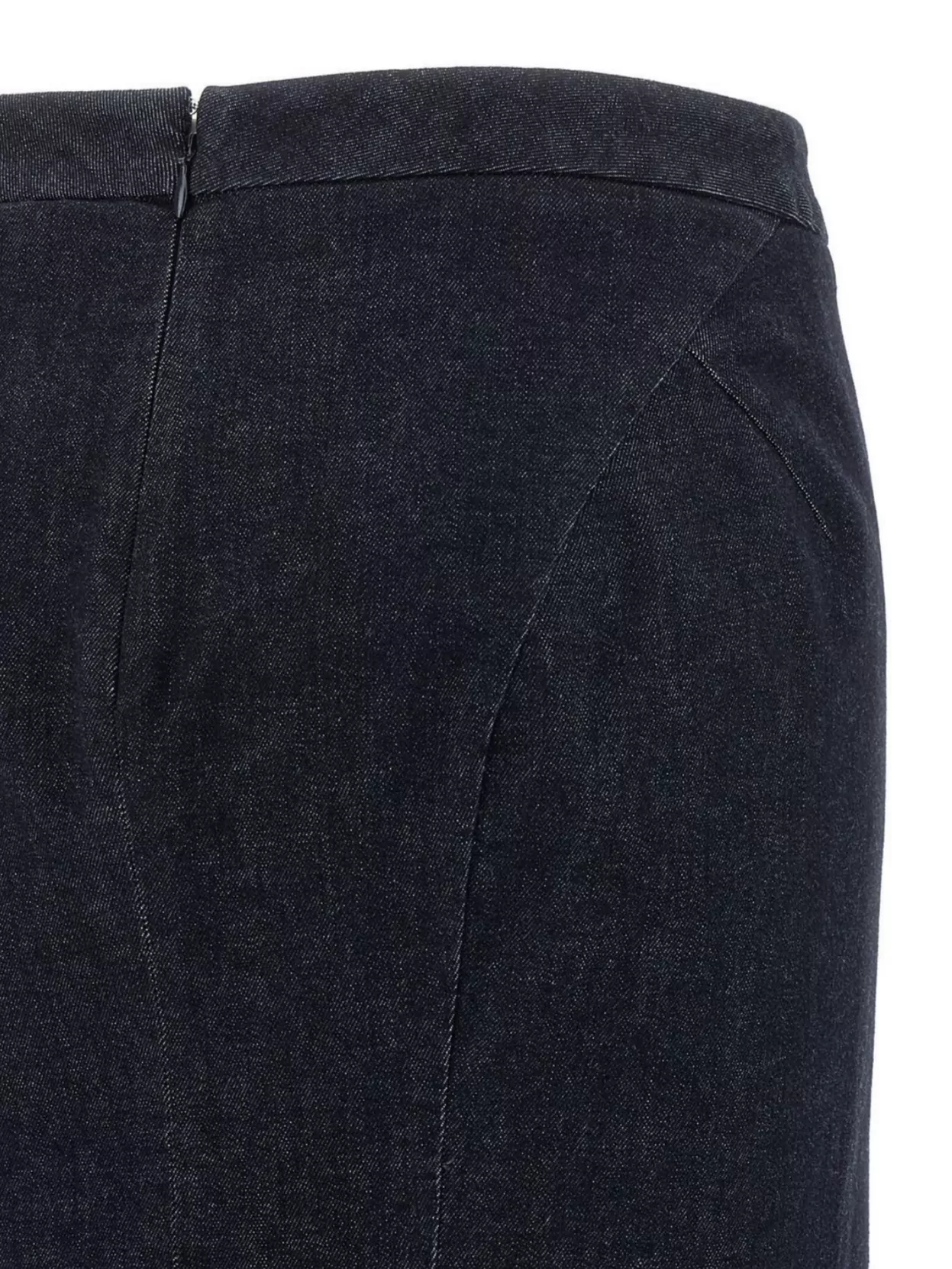 Tom Ford Flared Hem Denim Skirt With Seam Detailing In Black