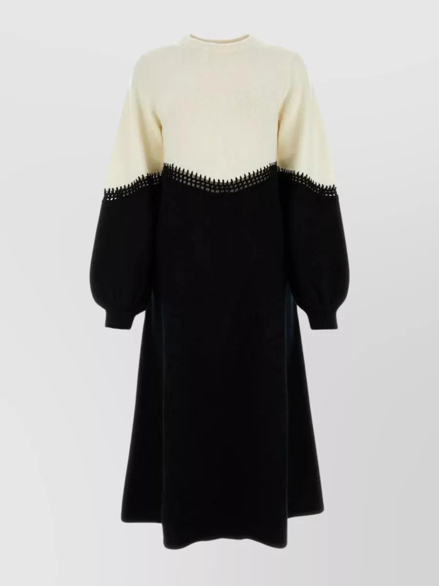 Shop Chloé Knit Dress Featuring Distinctive Embroidery In Black