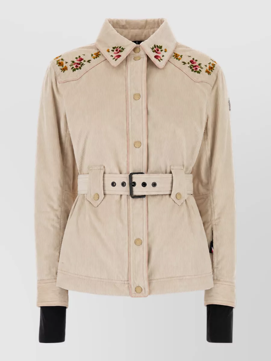 Moncler Grenoble Olenne corduroy down jacket belted waist