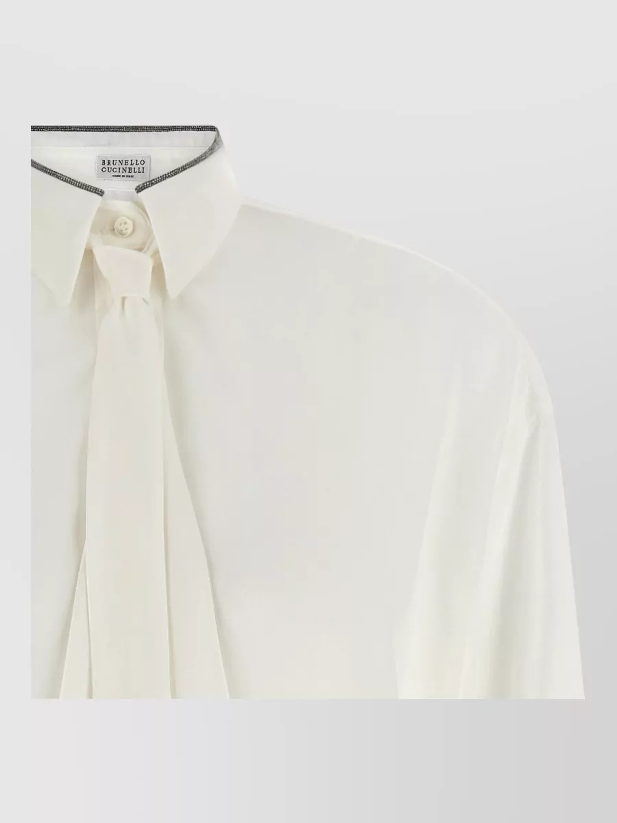 Brunello Cucinelli silk long-sleeve asymmetric blouse