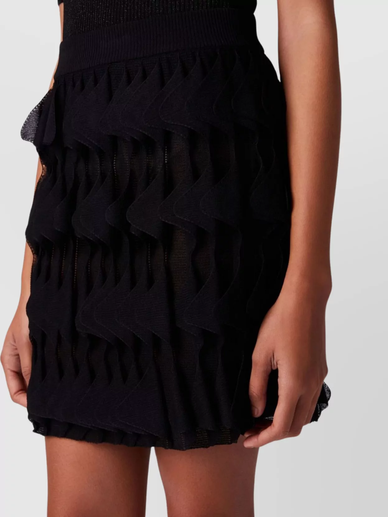 Missoni Textured Layered Skirt Elastic Waistband