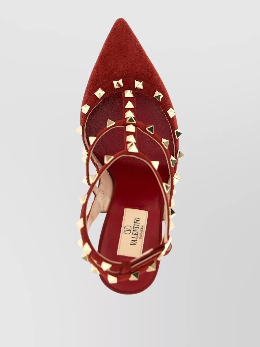 Valentino Garavani Leather Rockstud Ankle Strap Pumps
