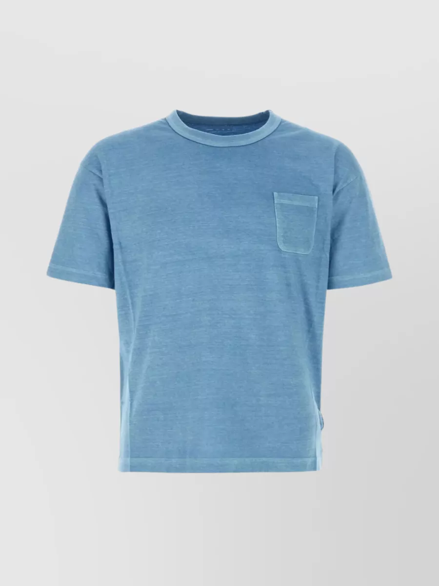 Shop Visvim Contrasting Embroidery Cotton Jumbo T-shirt In Blue