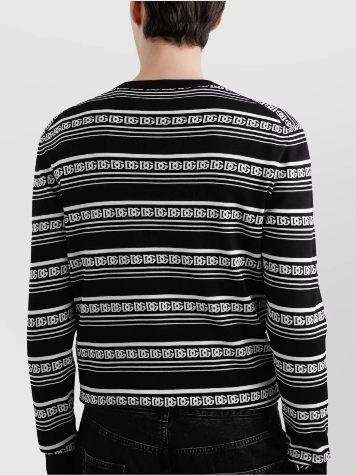 Dolce&Gabbana Logo Crew Neck Sweater Striped Pattern