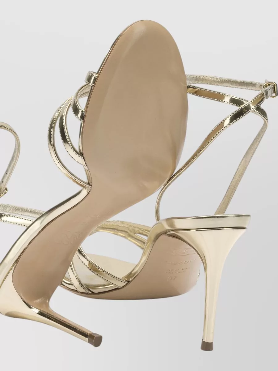 Casadei Metallic Open Toe Strappy Sandals Design