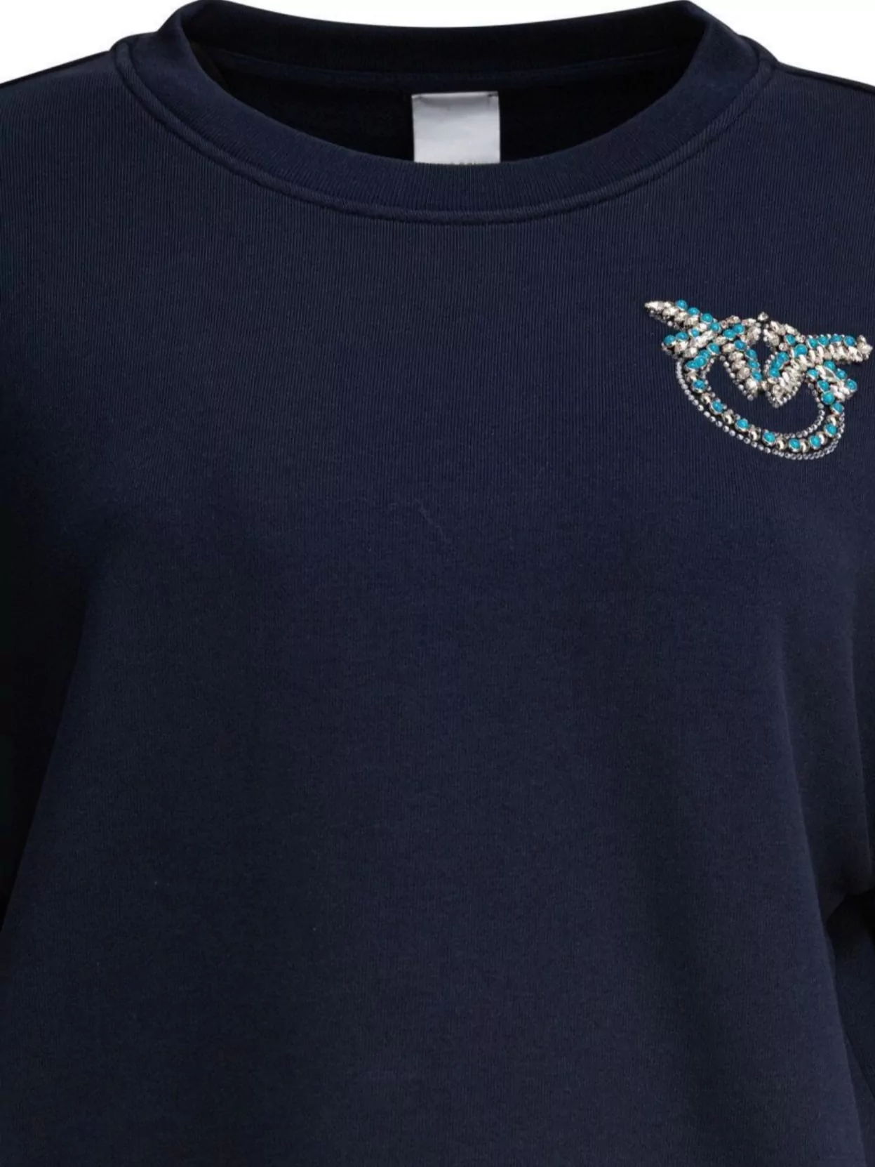 Pinko Cropped Sweatshirt With Voluminous Sleeves In Blue