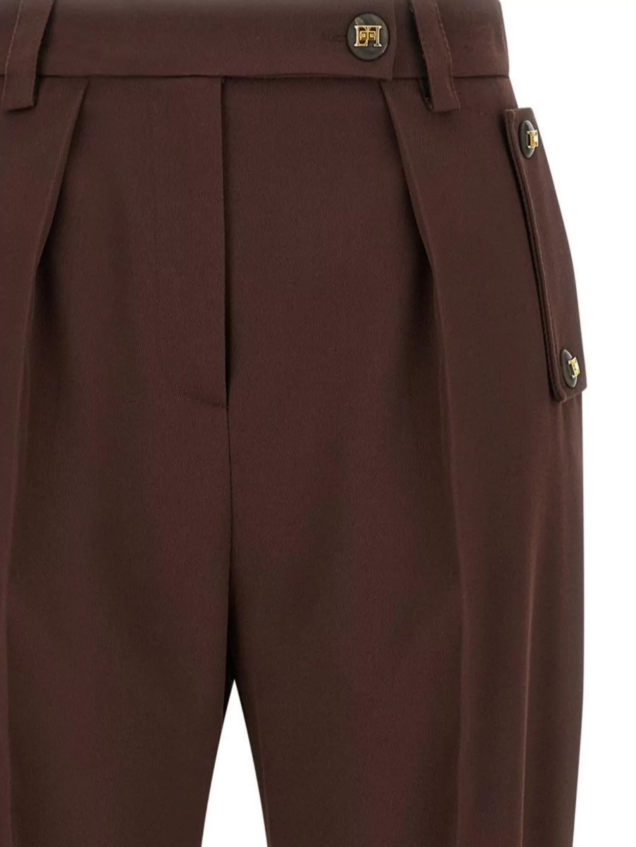 Elisabetta Franchi Wide Leg Trousers With Pleats And Pockets
