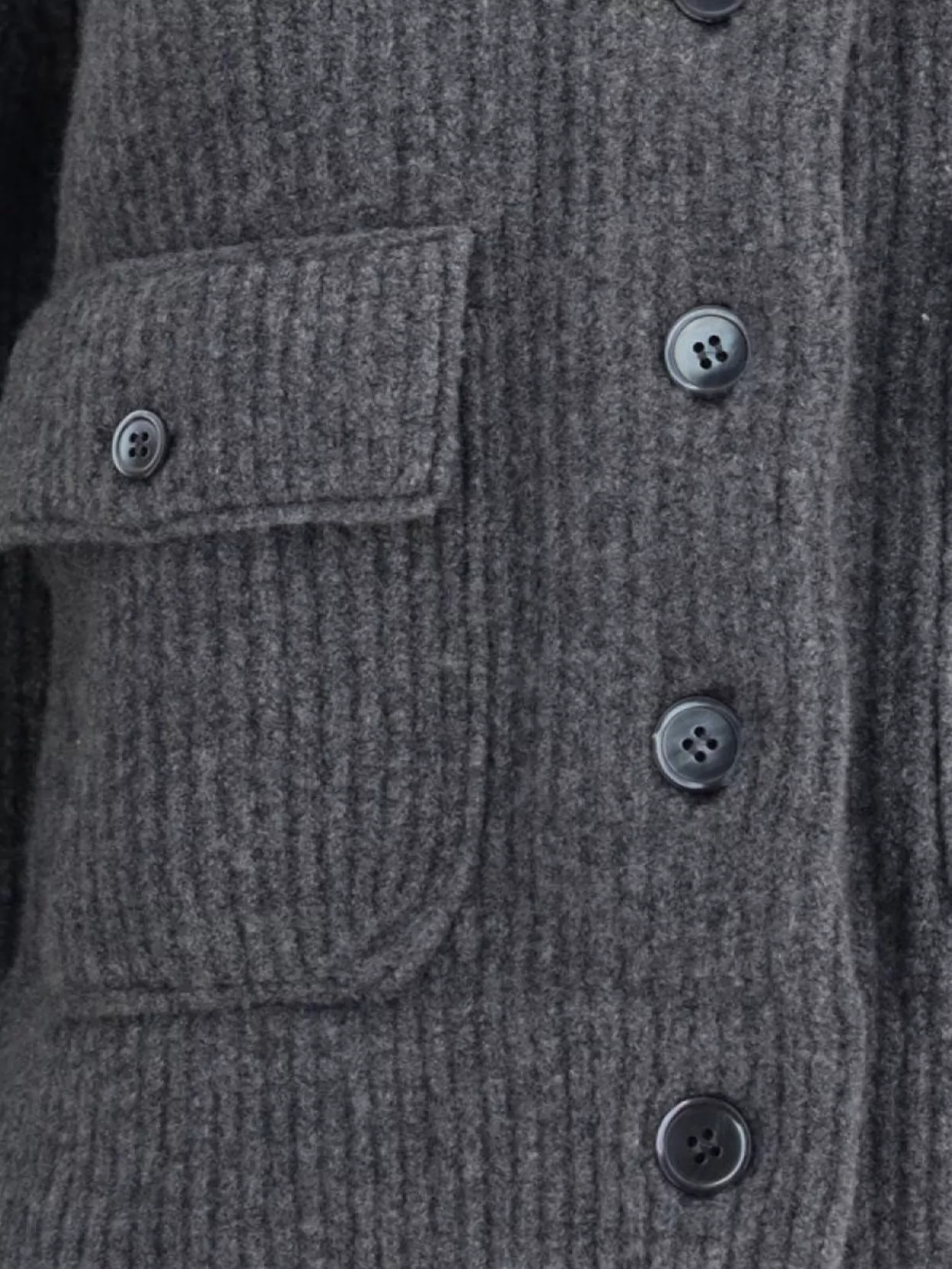 Thom Browne Ribbed Knit Wool Jacket With Striped Detail