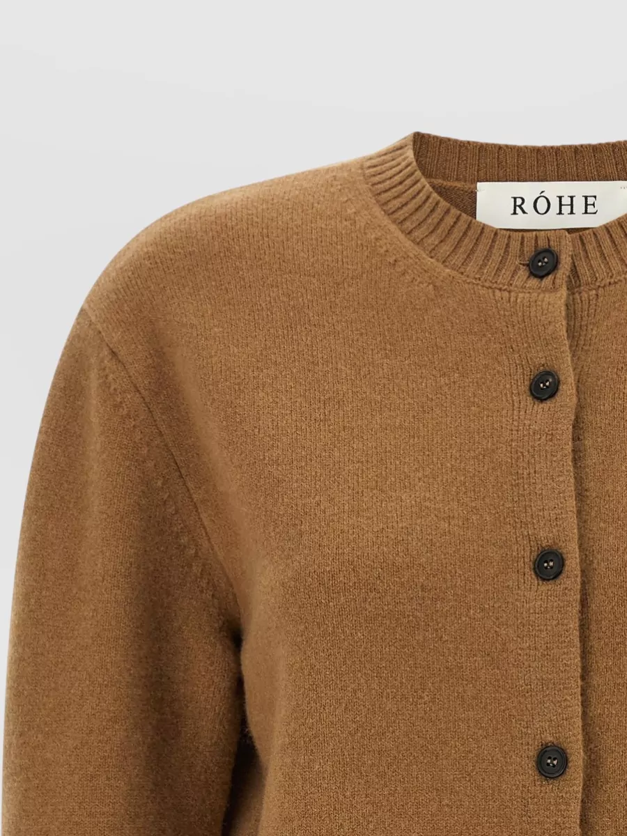 Róhe Cashmere Wool Ribbed Crewneck Cardigan