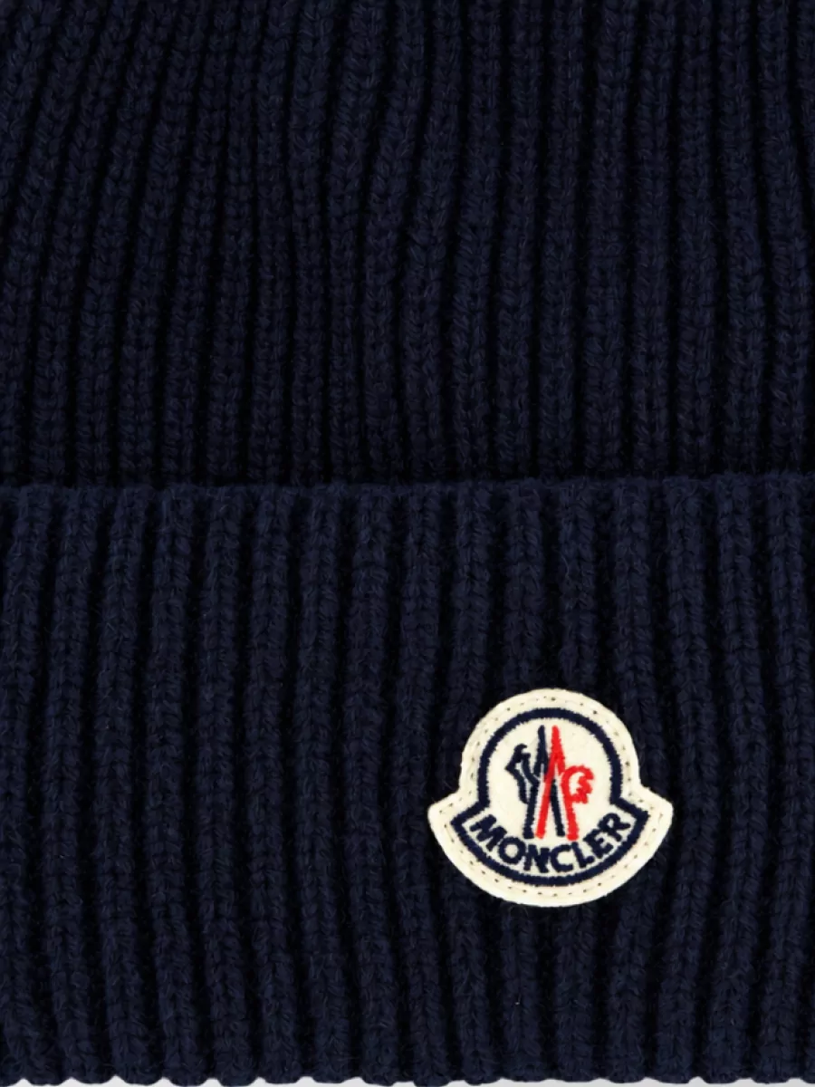 Moncler Cashmere Virgin Wool Ribbed Beanie