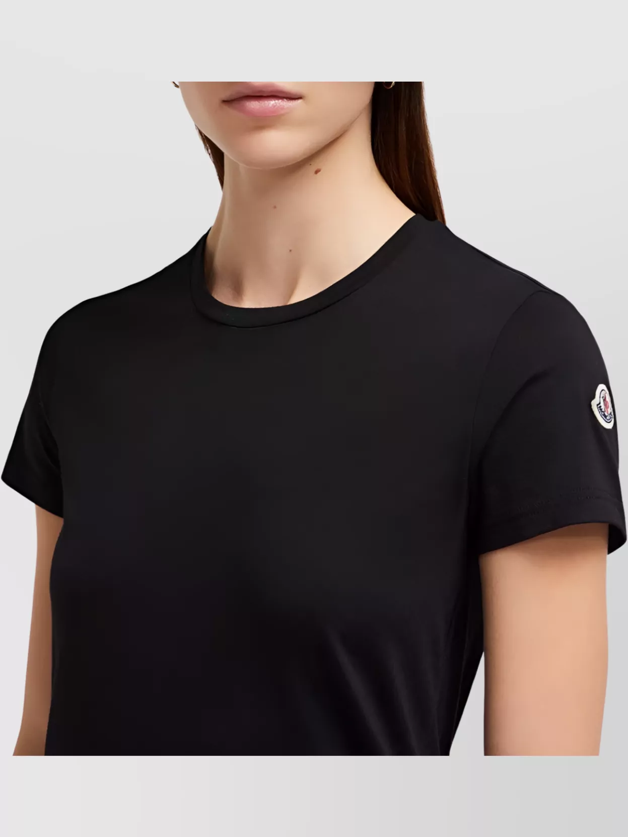 Moncler Logo Patch Crew Neck Cotton Jersey T-shirt