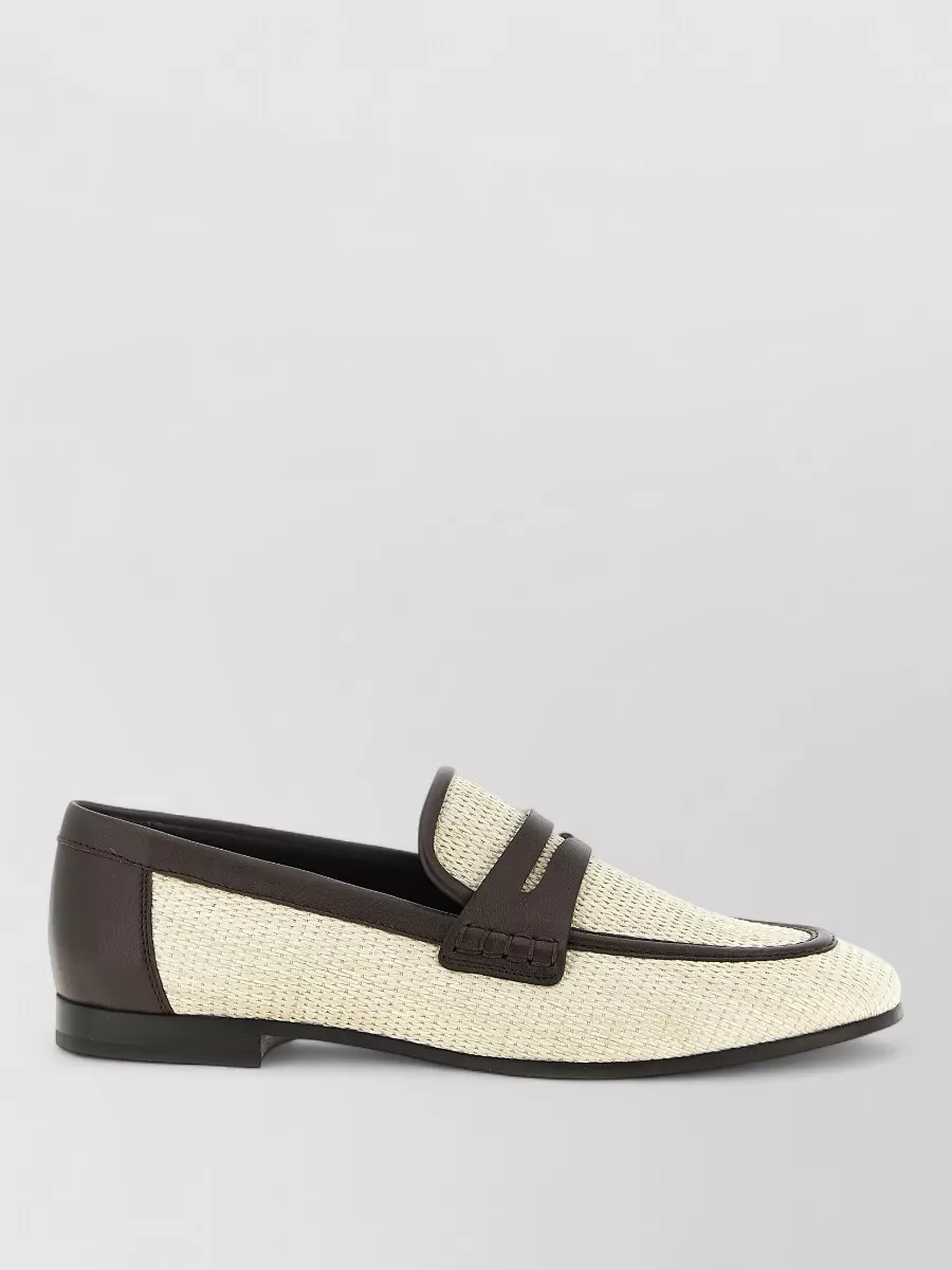 Brunello Cucinelli Raffia Loafers Textured Finish Two Tone Design
