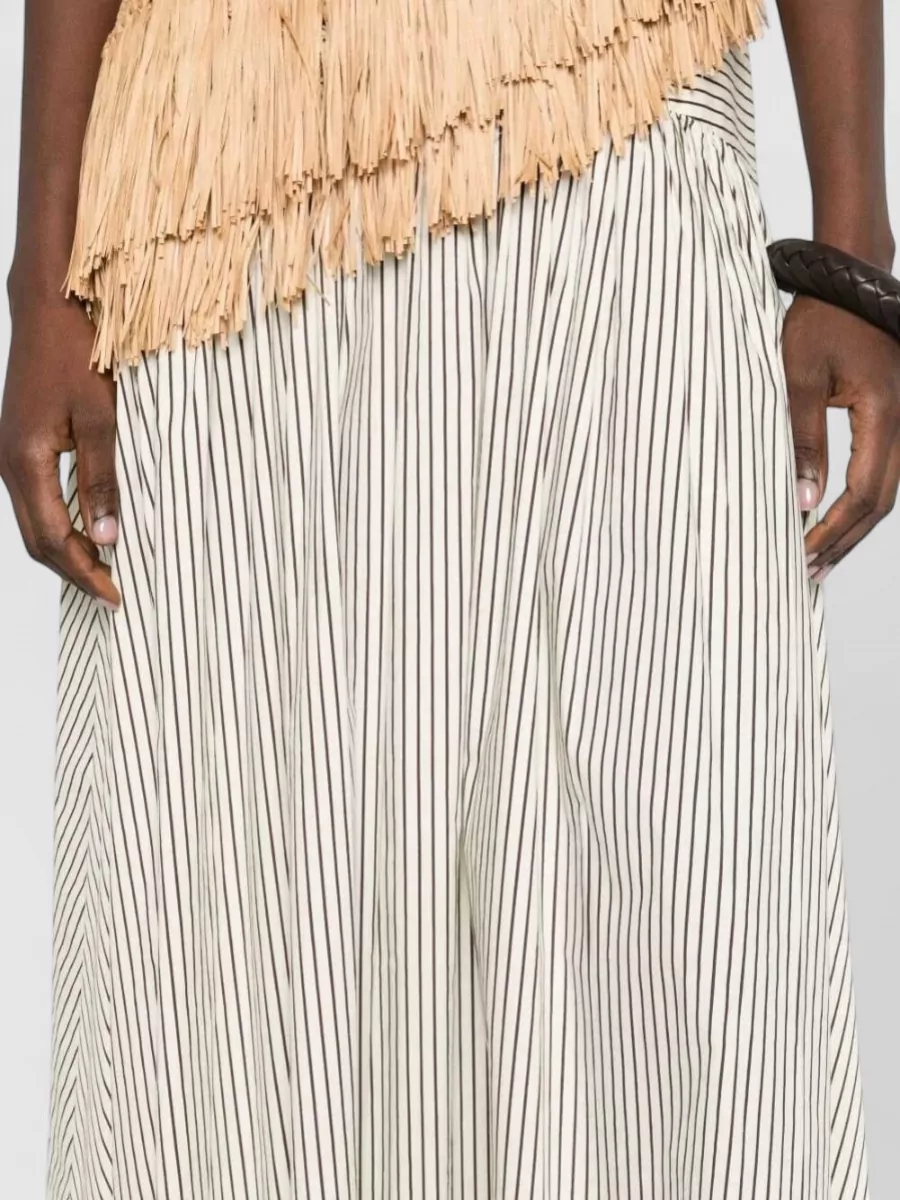 Staud Striped Paneled Midi Skirt
