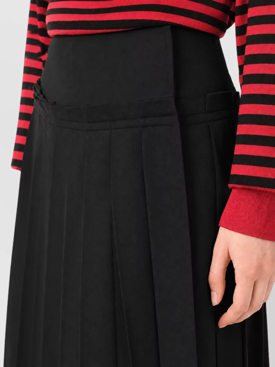 Ami Paris Virgin Wool Midi Pleated Skirt