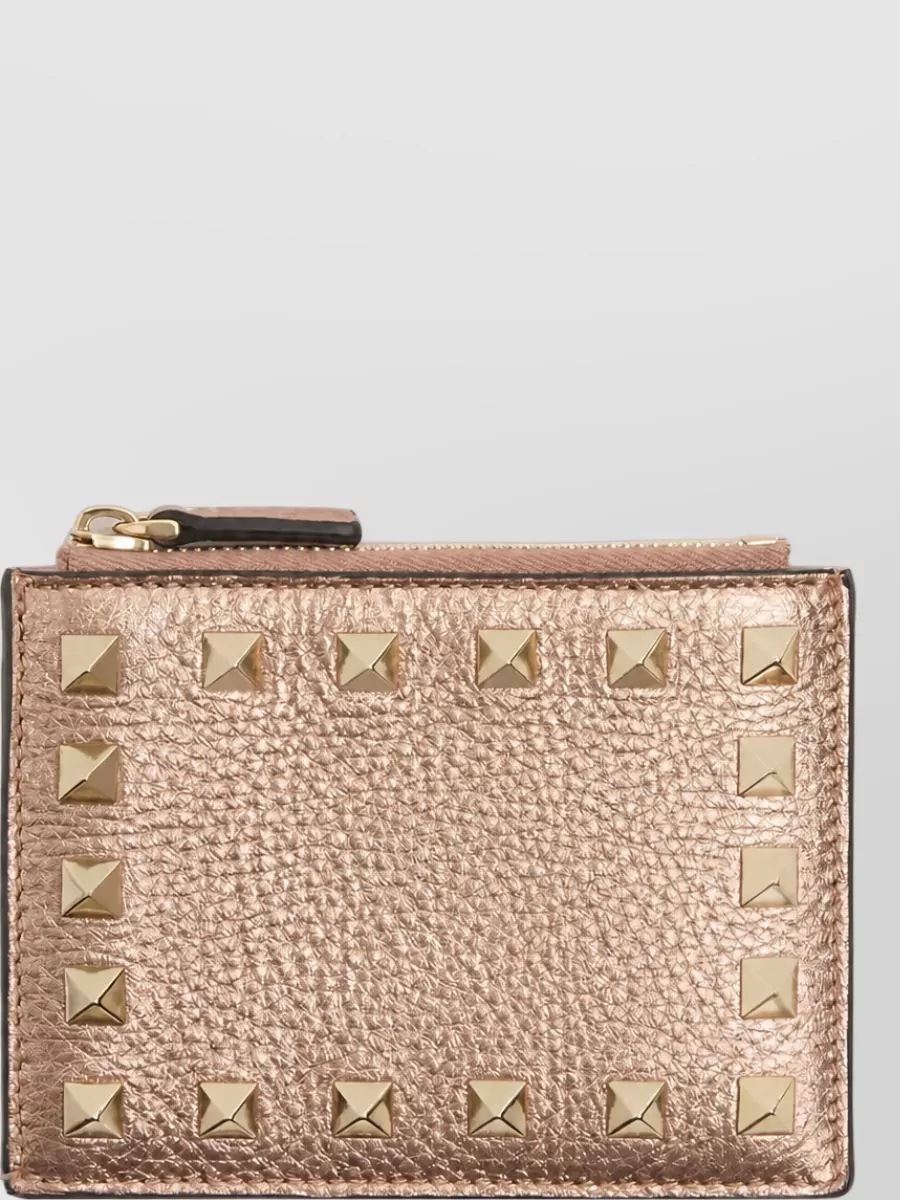 Valentino leather rockstud grainy card holder