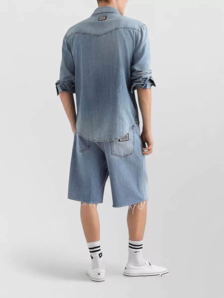 Dolce&Gabbana Denim Wide-Leg Bermuda Shorts