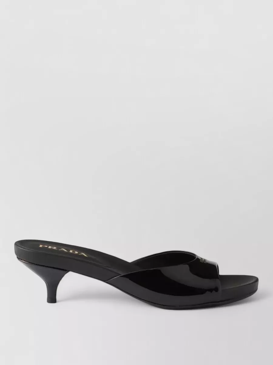 Prada Sandals Glossy Finish Kitten Heel Open Toe